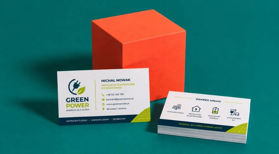Wizytówki dla firm z branży energetycznej – nowoczesne wzory dla OZE i instalatorów